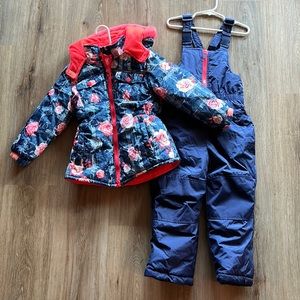 NEW 2pc Girls ski suit bib overalls and parka jacket